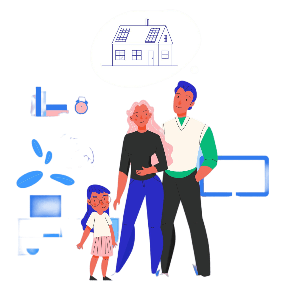 dreaming people concept with family house symbols flat vector illustration